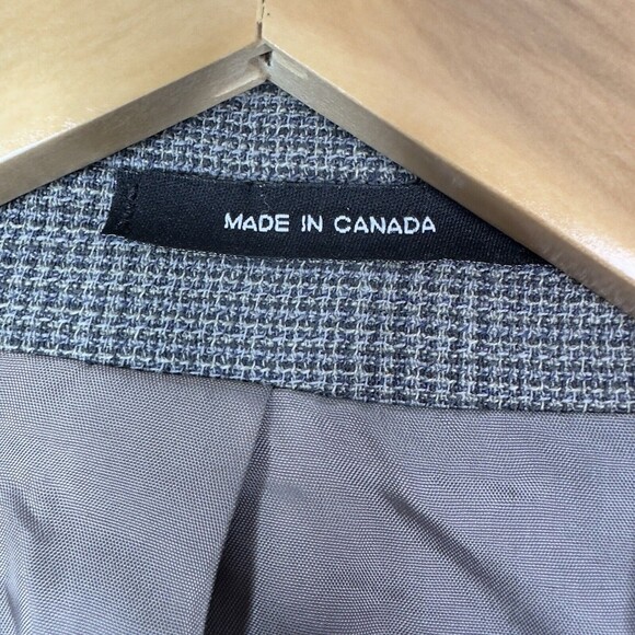 Men’s 46R Wool Blazer Grey Plaid Sport Coat Classic Fit Made in Canada - Picture 7 of 15